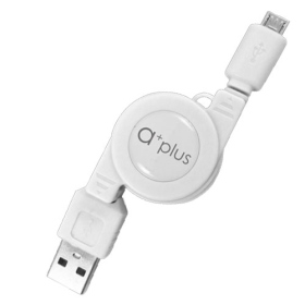 ARC-02-W a+plus USB To micro USB 伸縮捲線(紳士白)