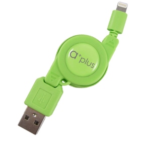 ARC-05-G a+plus USB To iPhone5/iPad mini 伸縮捲線(蘋果綠)