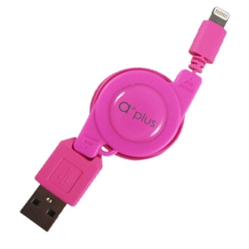 ARC-05-P a+plus USB To iPhone5/iPad mini 伸縮捲線(蜜桃紅)