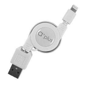 ARC-05-W a+plus USB To iPhone5/iPad mini 伸縮捲線(紳士白)