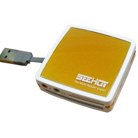 SH-C1906-GD 80in1 USB2.0 多功能時尚晶面免轉卡讀卡機(金)