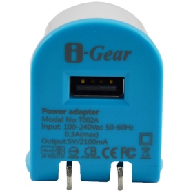 T002A-BW i-Gear 2100mAh USB 充電器(藍/白)