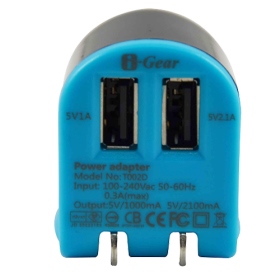 T002D-BB i-Gear 3100mAh 雙USB 充電器(藍/黑)