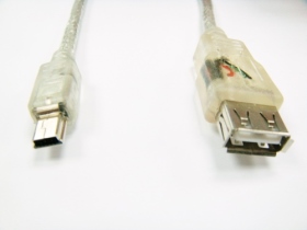 111033329 USB A母 ／ MINI 5P透明線30公分