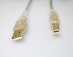 11103591 USB A公 ／ B公 透明線鍍金 1.8米