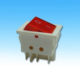 5085C-W-R 6P帶燈斜面 DC12V 白殼紅蓋