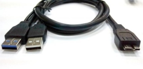UB-255 USB 3.0 A公x2 MicroB公高速傳輸線1M