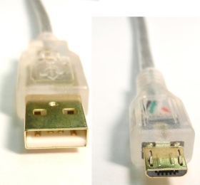 UB-274 USB 2.0 A公 Micro B公鍍金透明線 5米