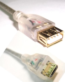 UB-277 USB 2.0 A母 Micro B公鍍金透明延長線 1米