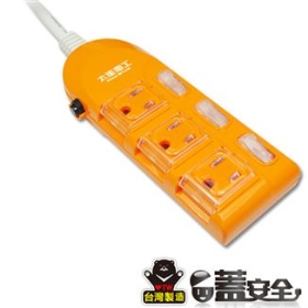 OC33306 蓋安全彩色三開三插電腦線 3P 15A 6尺