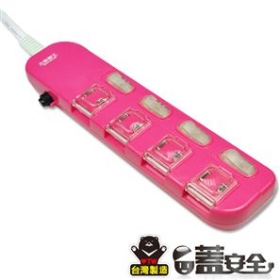 OC44206 蓋安全彩色四開四插延長線 2P 15A 6尺