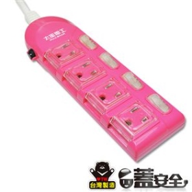 OC44306 蓋安全彩色四開四插電腦線 3P 15A 6尺