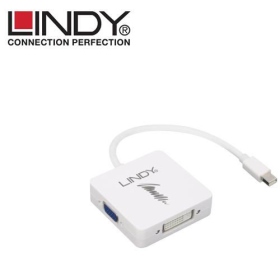 LINDY 主動式 Mini DisplayPort 1.2轉 HDMI/DVI-D/VGA 三合一轉接器(41035)